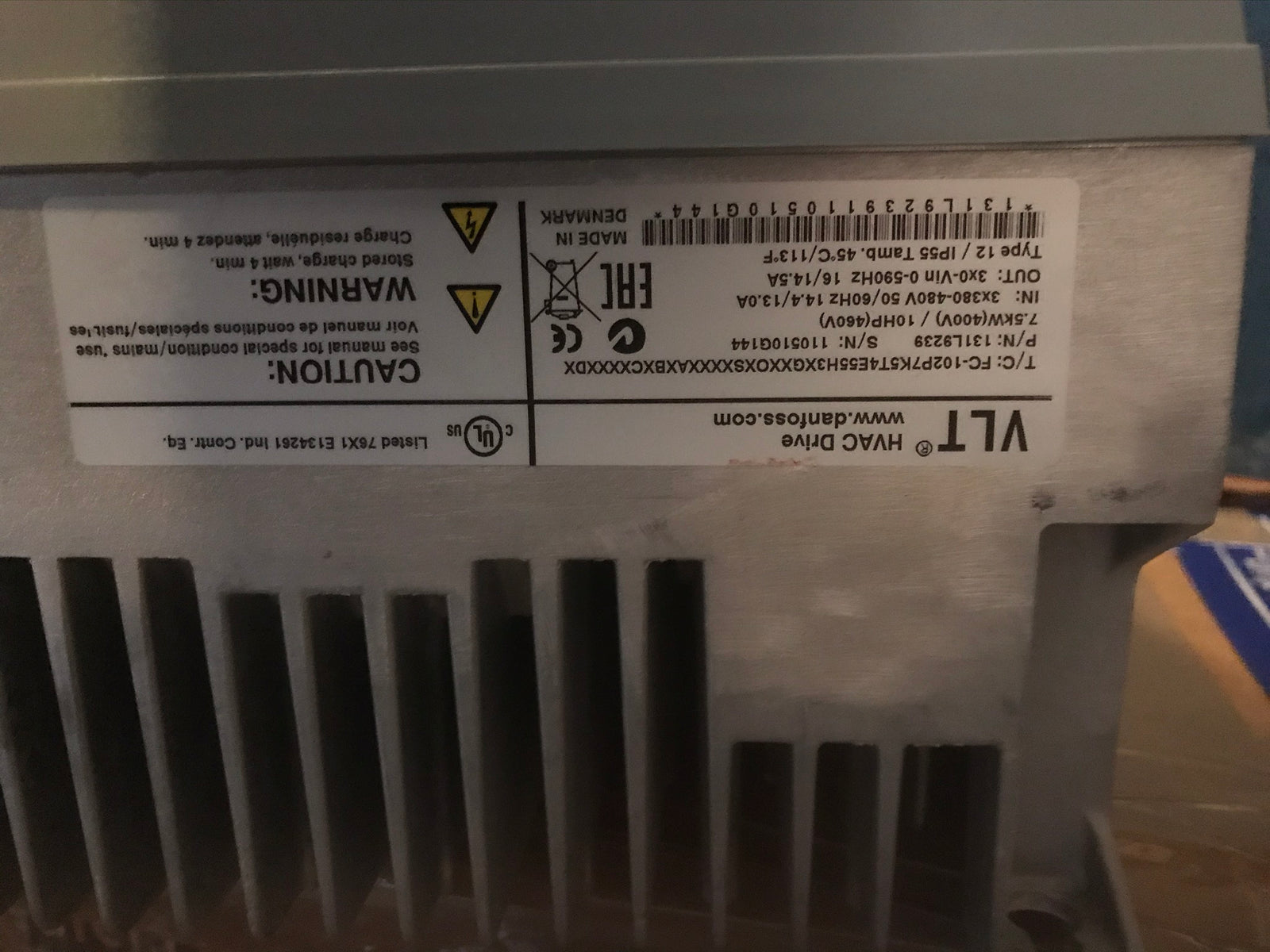 Danfoss VLT Inverter Invertor IP55 7.5KW Variable Speed Drive 131L9239 #2383