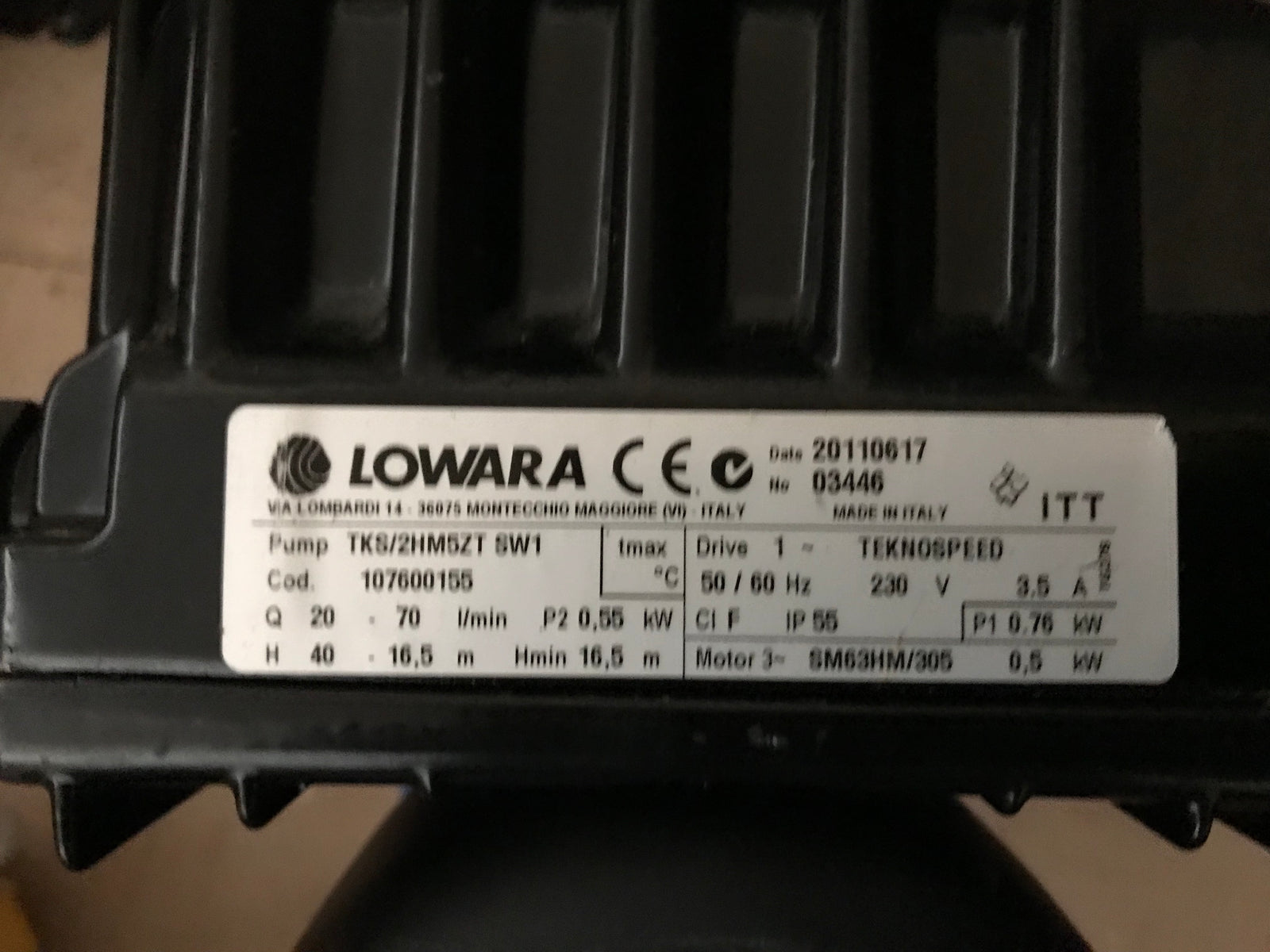 Lowara TKS/2HM5ZT TEKNOSPEED Horizontal Multistage Pump 240v Stainless Steel #2803