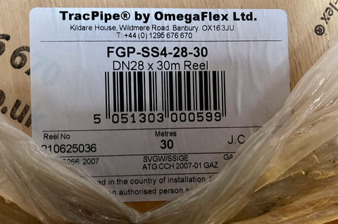 Omegaflex TracPipe 30m Coil Flexible Gas Pipe - 28mm DN28 FGP-SS4-28-30 #2761