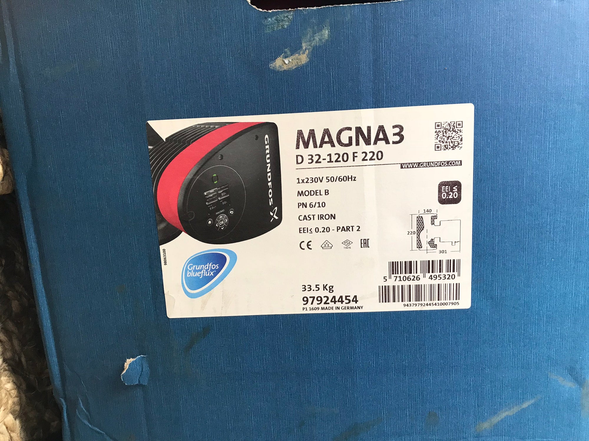 Grundfos Magna3D 32-120F Flanged Pump Heating Circulator 240v 97924454 #4523