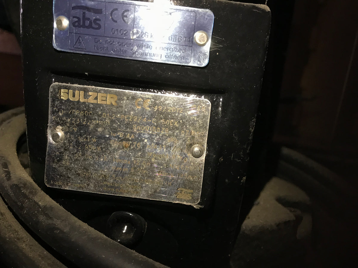 ABS Sulzer XFP80C-CB1.2-PC29/4-C-50EX submersible waste pump 3.4kw #1211