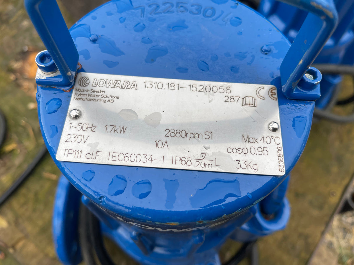 Lowara 1310.181 287 M 1.7kW Sewage Pump (like Flygt) DN65 230v Vortex Medium head #2892