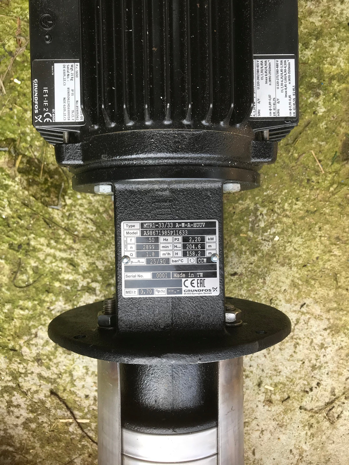 Grundfos MTR 1-33/33 A-W-A HUUV Immersible Coolant Pump 415v 2.2kw 96514891 #803