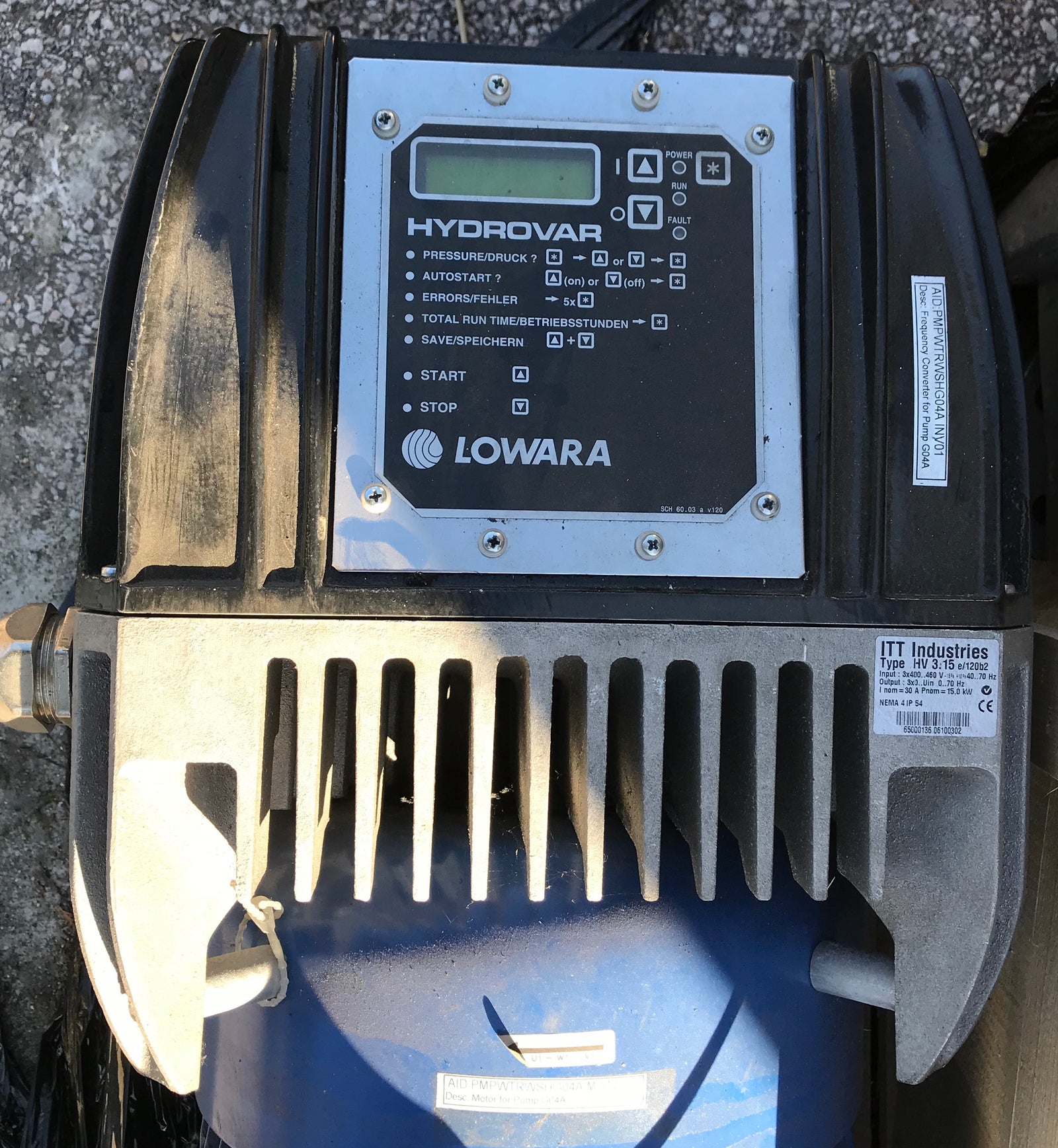 Xylem Hydrovar Inverter Control Unit ITT Industries HV 3.15 e/120b2 15kW 415