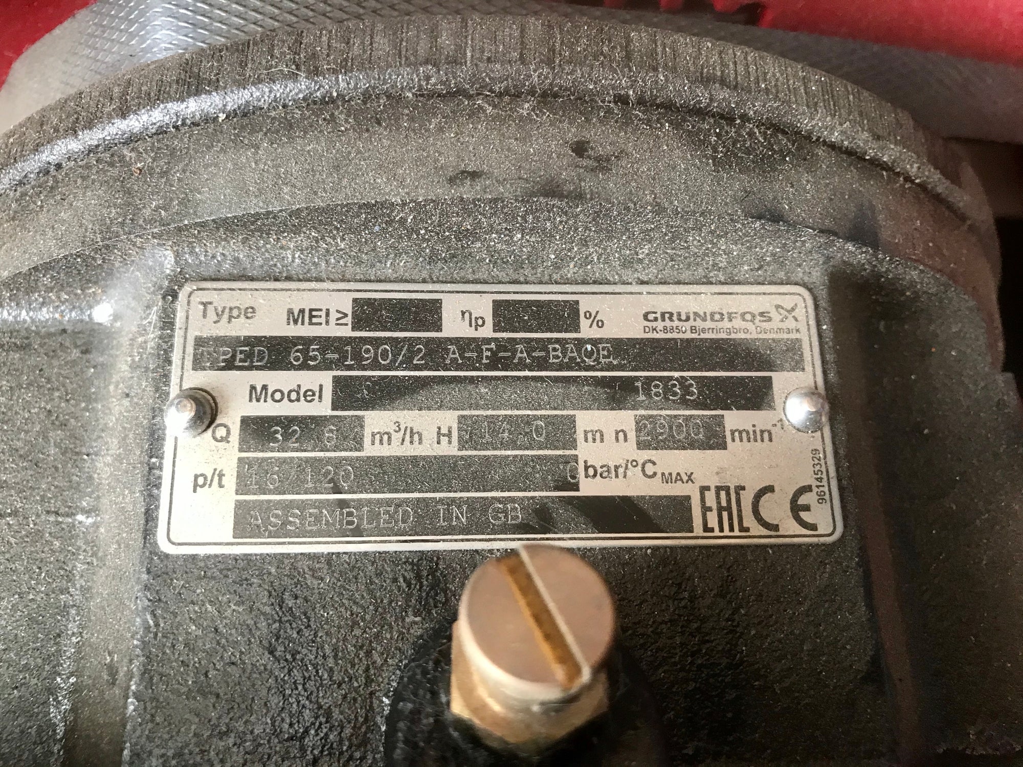 GRUNDFOS TPED 65-190/2 A F A BAQE REPLACEMENT HEAD 415v 98112656 #2413