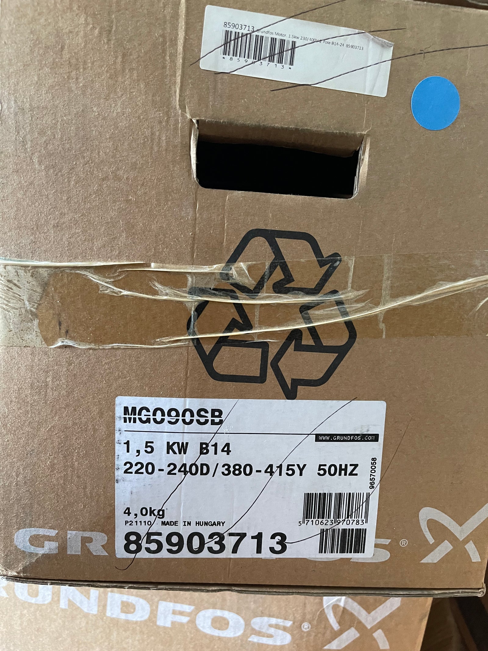 Grundfos MG90SB 1.5kw B14 415V Pump Motor 85903713 #3018 VAT