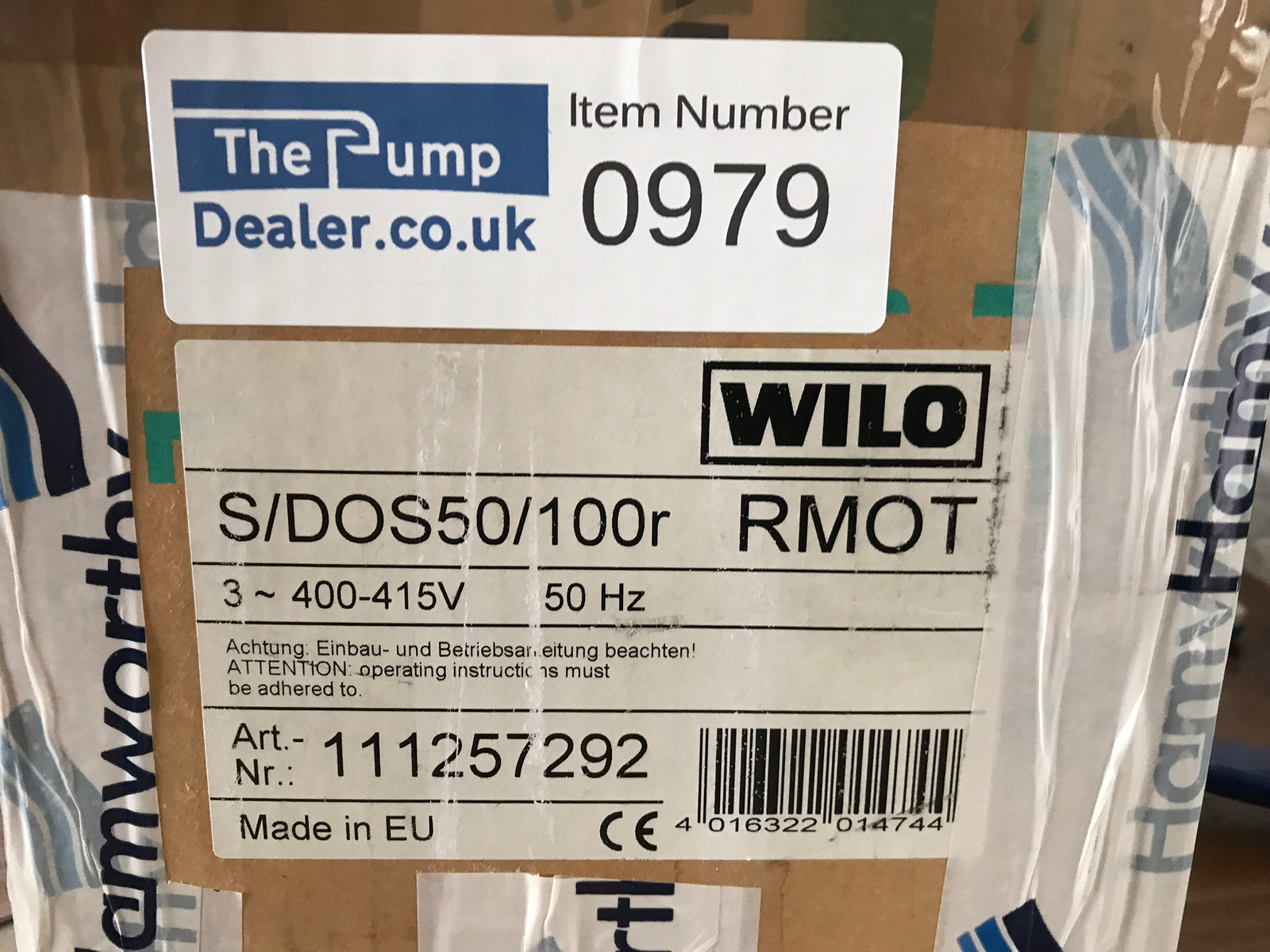 Wilo S/DOS 50/100R Replacement pump head motor 1257292 400v #979