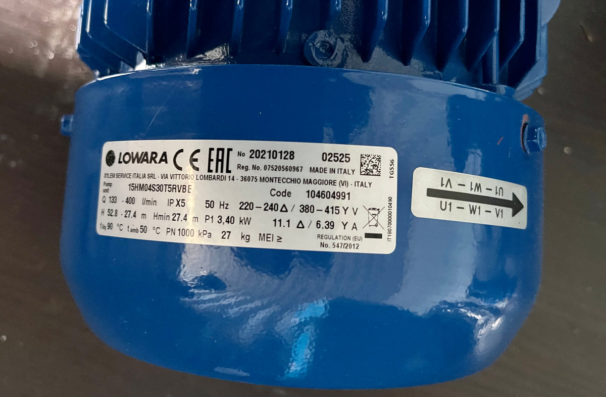 Lowara 15HM04 S30T5RVBE 415v 4KW Horizontal Multistage Pump 104604991 #3146