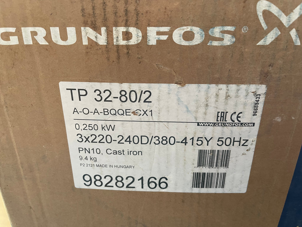 Grundfos TP 32-80/2 A O A BQQE CX1 98282166 400v 0.25kw Pump #2770