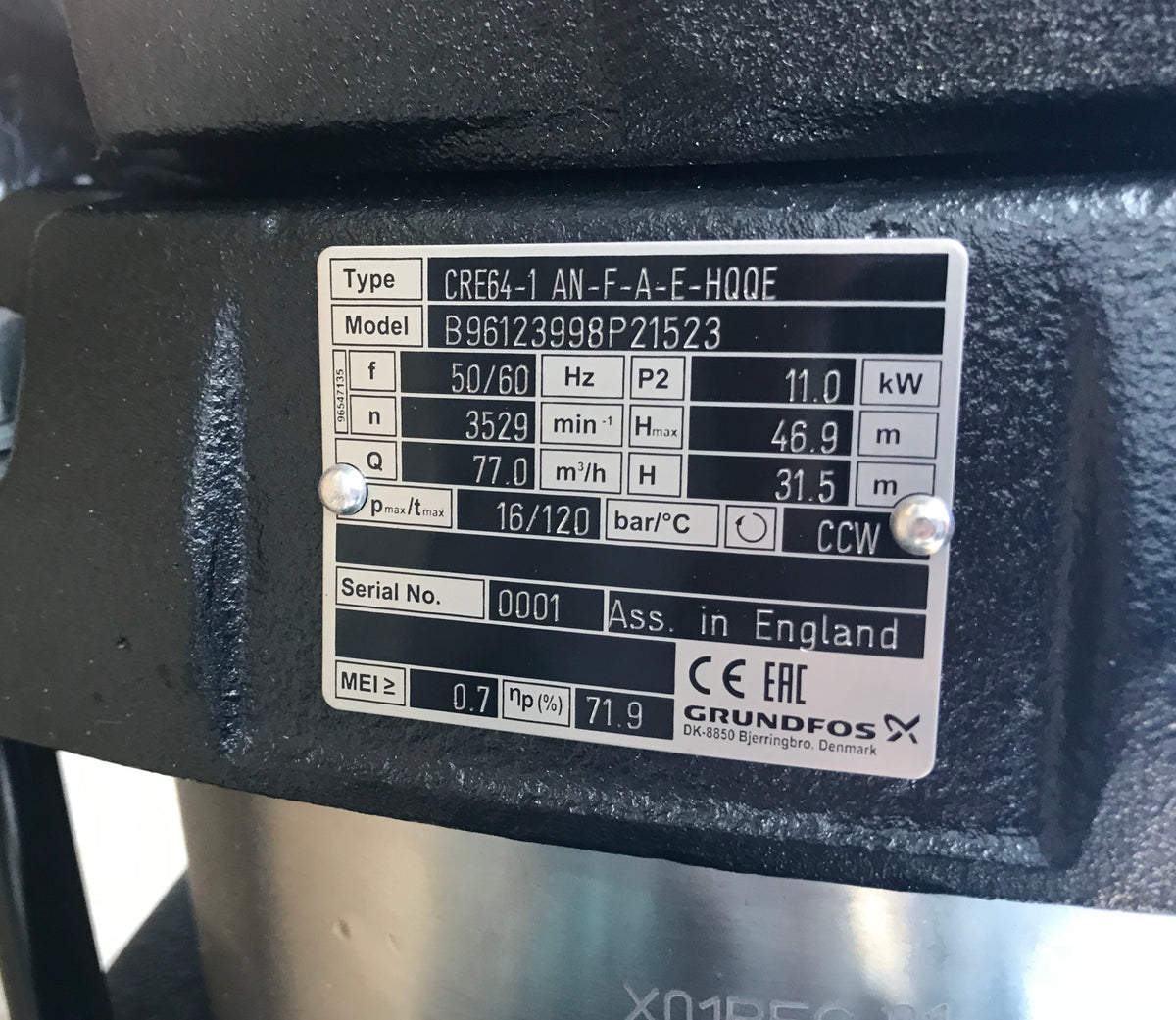 Grundfos CRE 64-1 AN-F-A-E-HQQE Centrifugal Multistage Pump 96123998 #1727