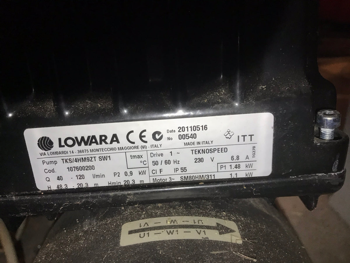 Lowara Xylem Teknospeed 1.1kw inverter USED #2686