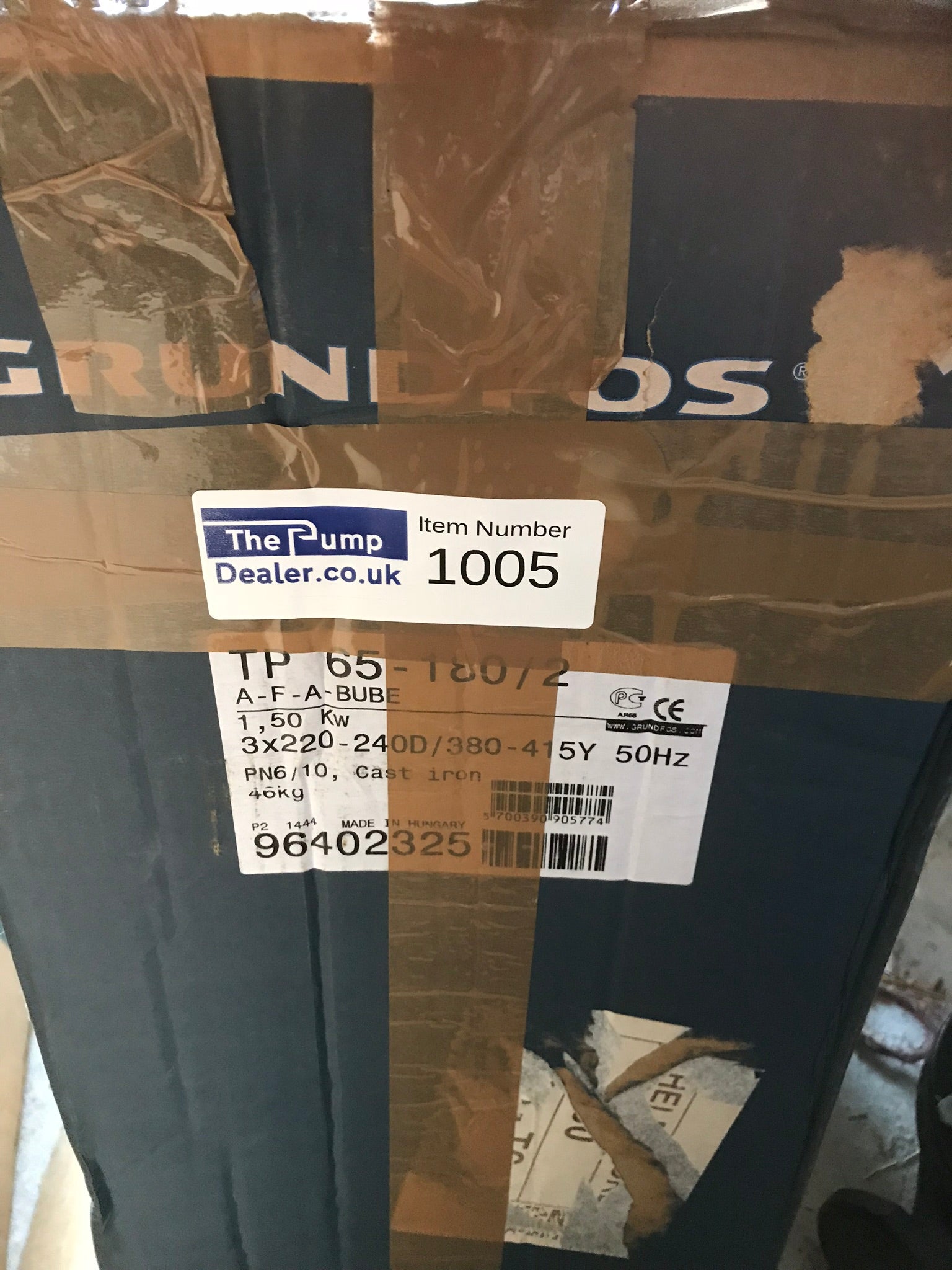 GRUNDFOS TP 65-180/2 A F A BUBE 1.5KW SINGLE STAGE SINGLE HEAD IN LINE 2 POLE 415V 96402325 #1005