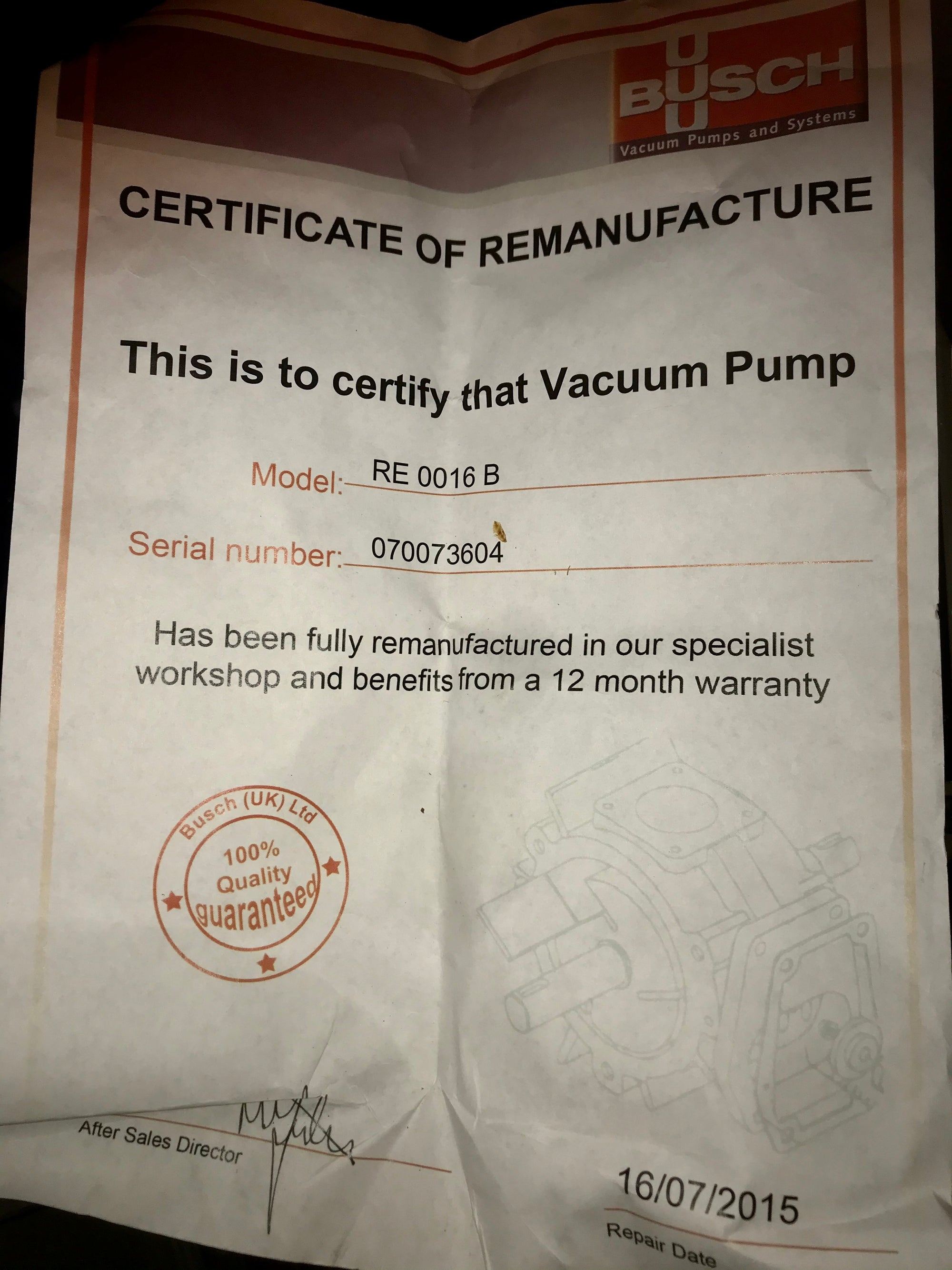 Busch R5 RE 0016 rotary vane vacuum Pump 415v #2027