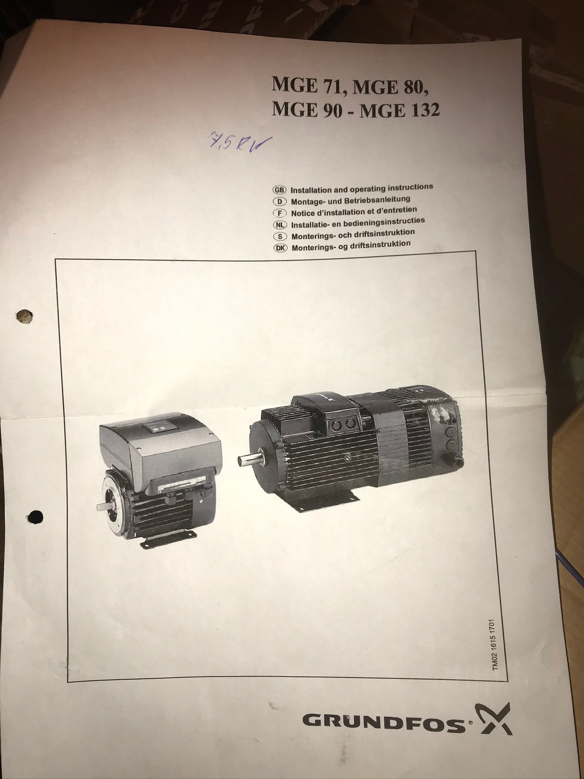 Grundfos MGE90SA Terminal Inverter Control Box 1.5kW for 85555706 415v #2477