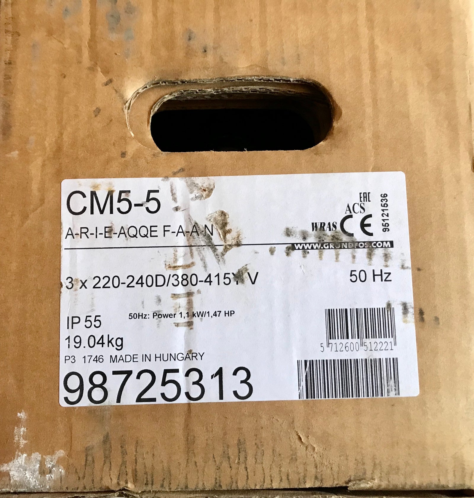 Grundfos CM 5-5 A R I E AQQE FAAN Horizontal Multi-stage Booster Pump 415V (98725313) #1959