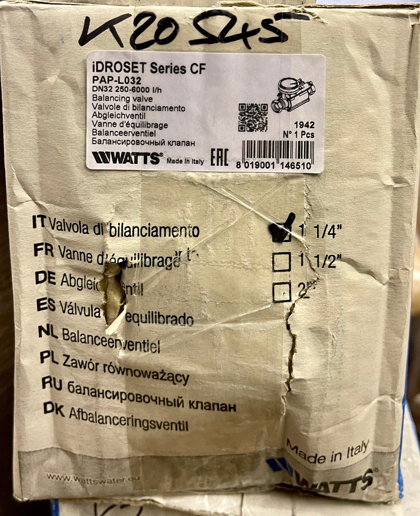 Watts Idroset Static Balancing Valve 1 1/4″ FBSP Union Connections PAP-L032 #3342 VAT