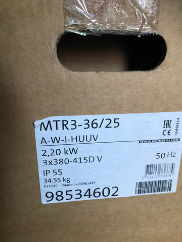 Grundfos MTR 3-36/25 A-W-I HUUV Immersible Coolant Pump 415v 2.2kw 98534602 #1687