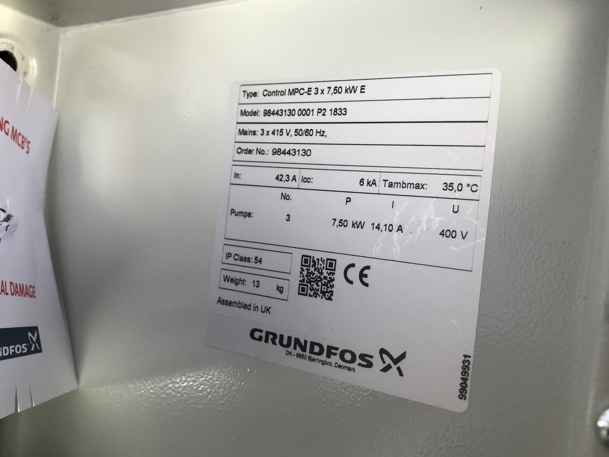 Grundfos CU352 Hydro MPC-E 3x 7.5kw booster set control panel 98443130 #1654