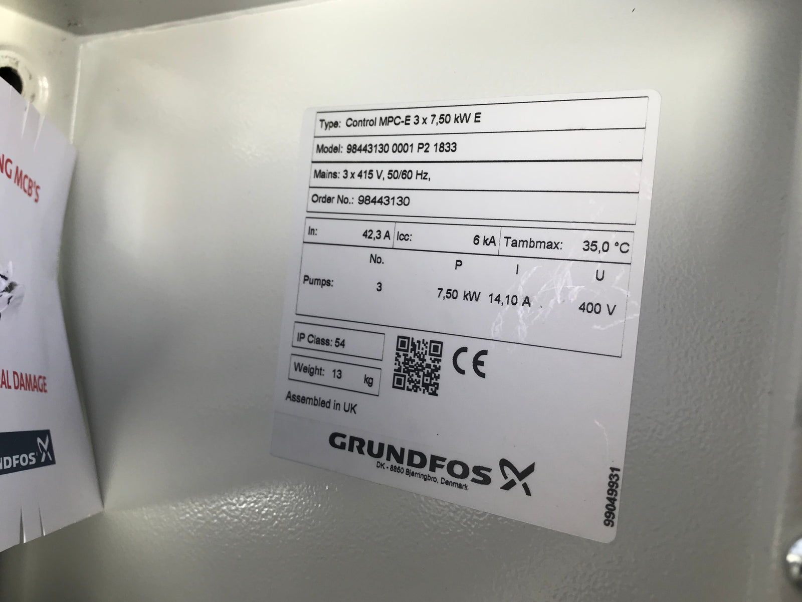 Grundfos CU352 Hydro MPC-E 3x 7.5kw booster set control panel 98443130 #1654