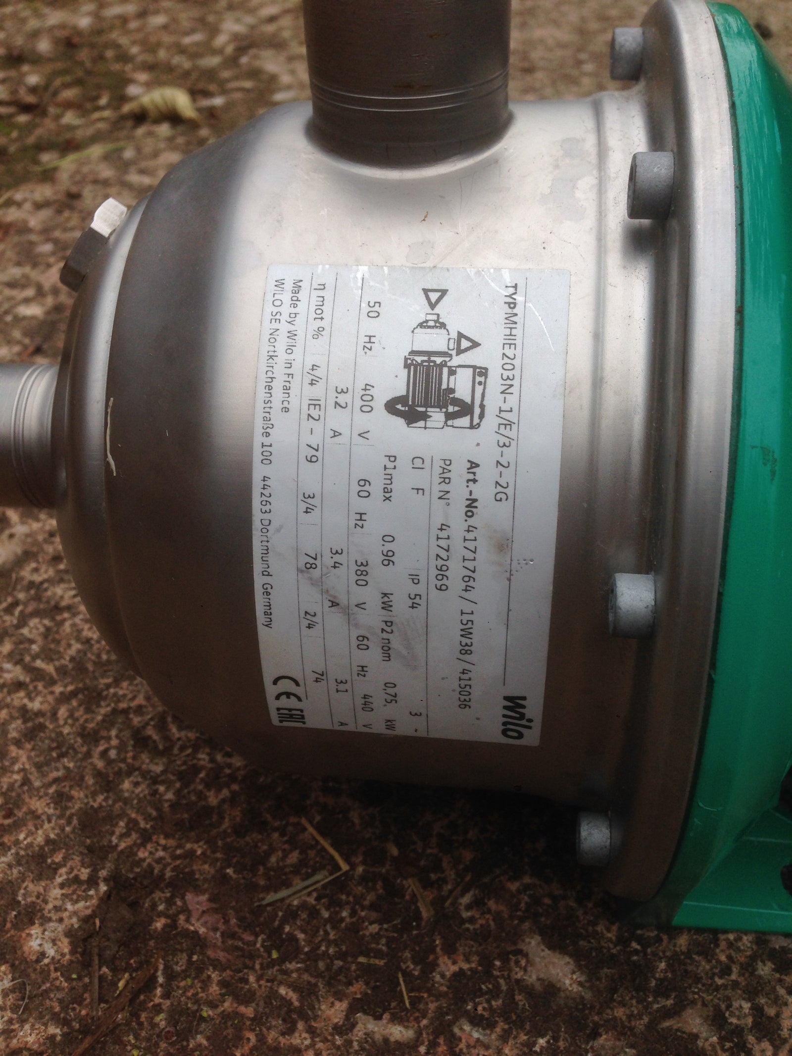 Wilo MHIE 203N 4171764 Stainless horizontal multistage pump 400v #642