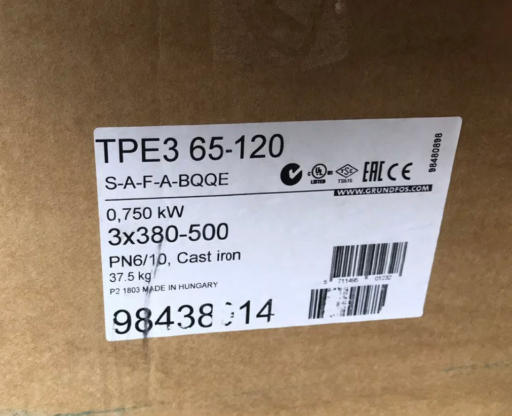 GRUNDFOS TPE3 65-120 S A F A BQQE 1.5KW SINGLE STAGE IN LINE 415v 98438014 #2126