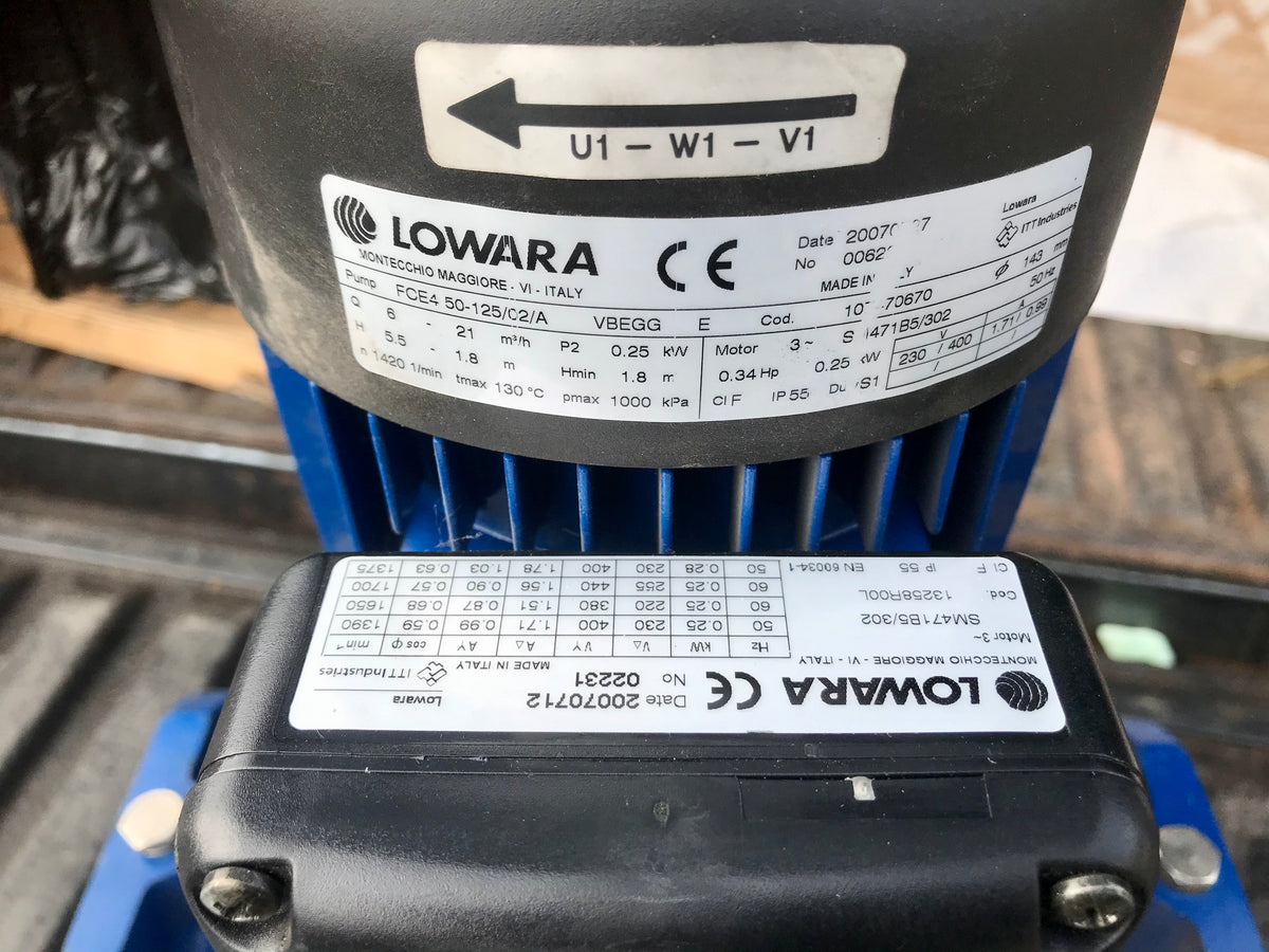 Lowara FCE4 50-125/02/A 0.25kw Pump 415v Centrifugal In Line #2007