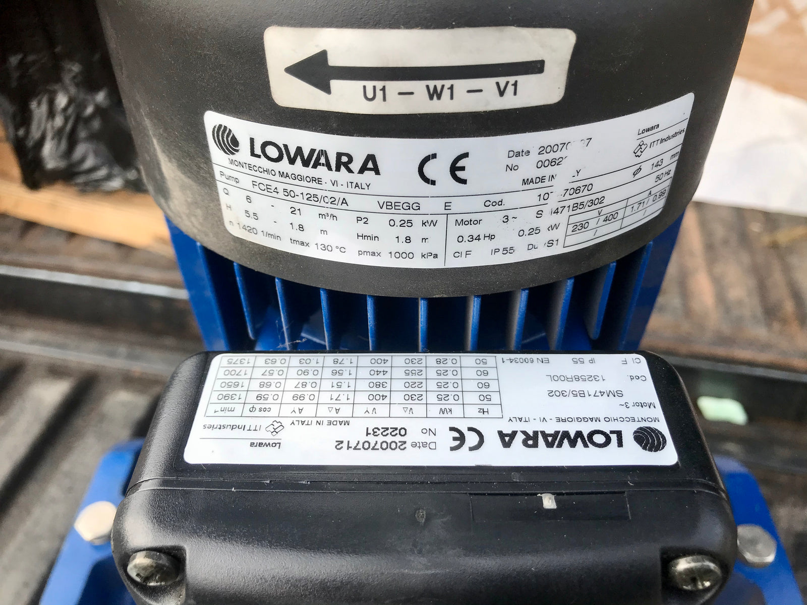 Lowara FCE4 50-125/02/A 0.25kw Pump 415v Centrifugal In Line #2007