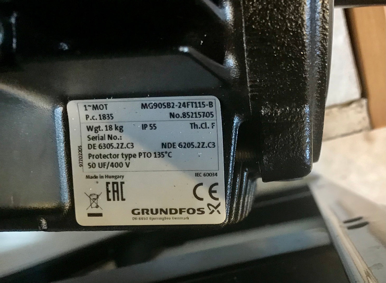 Grundfos 1.1kw MG90SB2-24FT115-B 85215705 Replacement Head motor 240v #2693