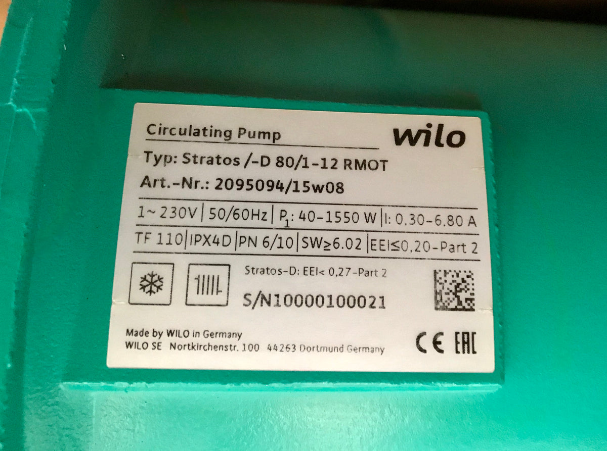 Wilo Stratos 80/1-12 2095094 Central Heating Circulator Pump head #1891 USED