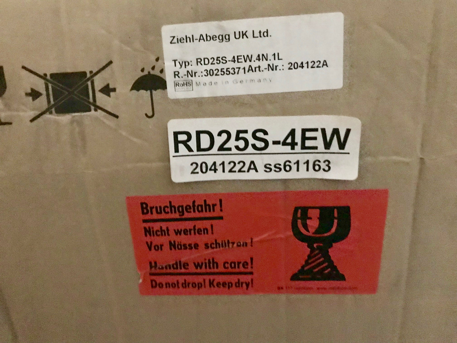 ZIEHL-ABEGG ABB Centrifugal Fan Blower RD25S-4EW.4N.1L 230V 50Hz 1150RPM #1708