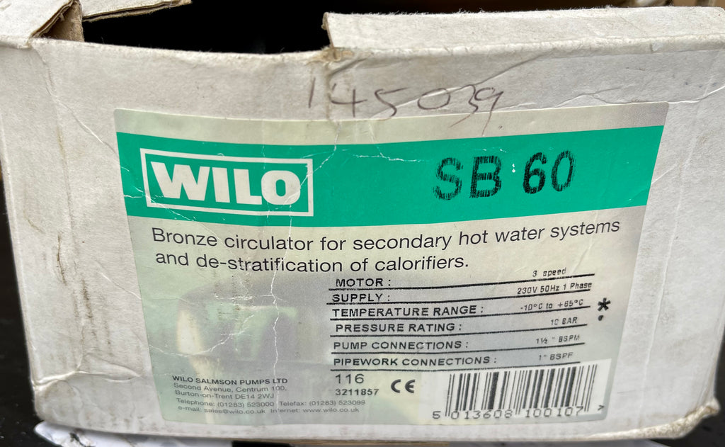 WILO SB60 (180) HOT WATER SERVICE CIRCULATOR 240V #3335