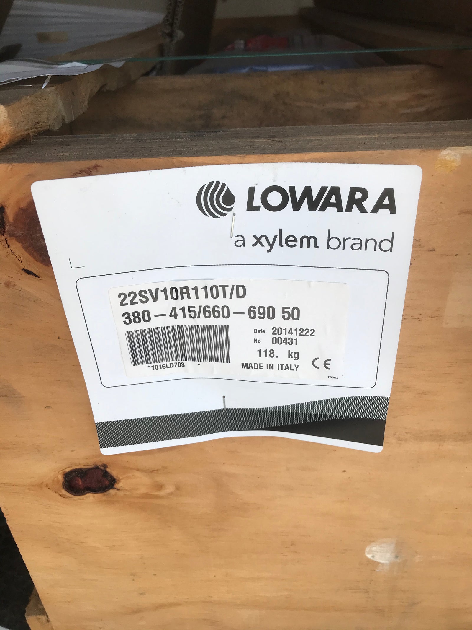 Lowara 22SV10 R110T/D 11kw Vertical Multistage Pump 1016LD703 #2589