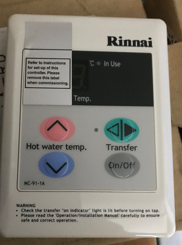 Rinnai Remote Control for Water Heater -MC91-1A #1750 VAT