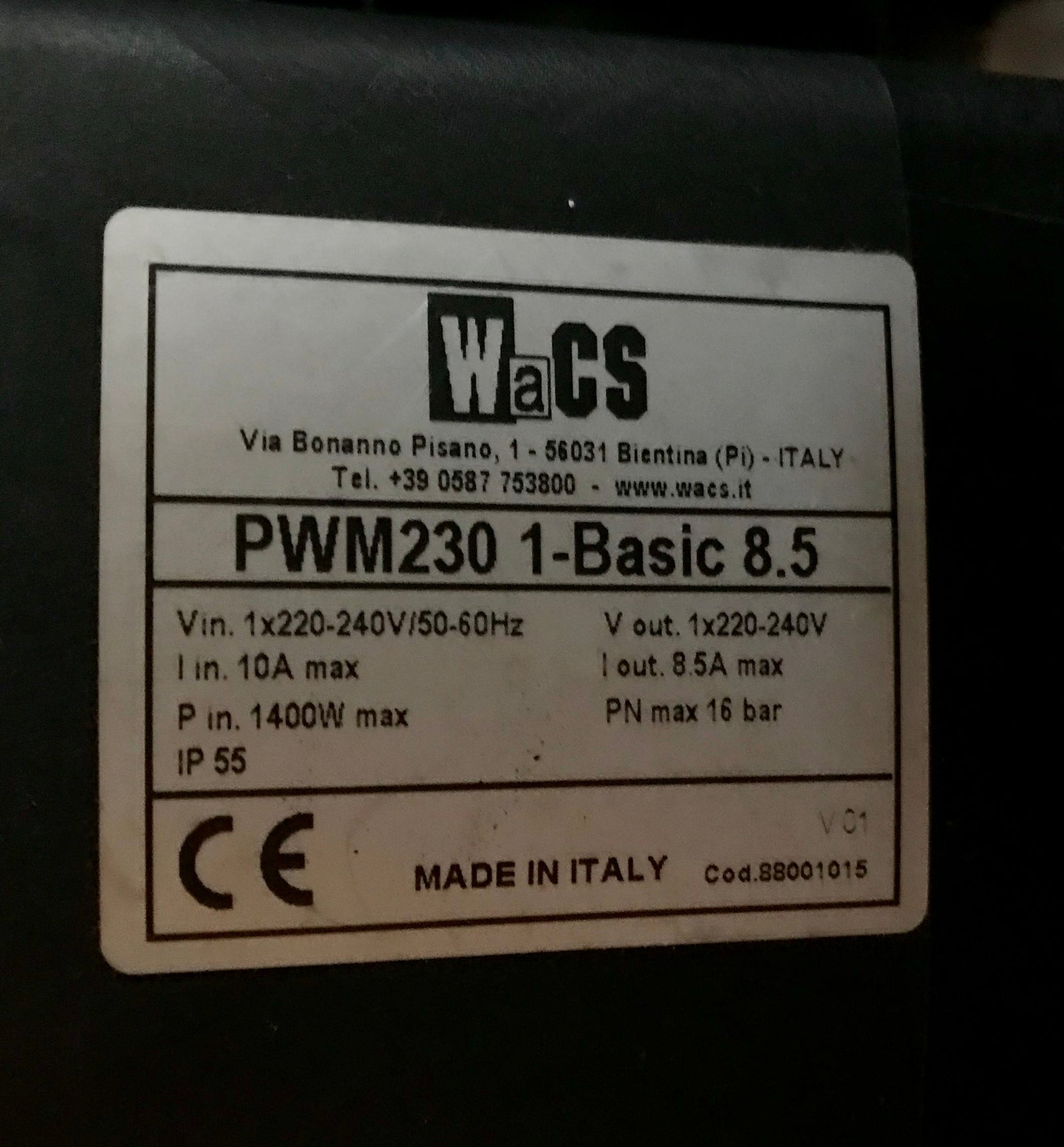WACS PWM230 1-Basic 8.5 Pump Inverter Drive Controller 1.1KW DAB Active Driver #1882