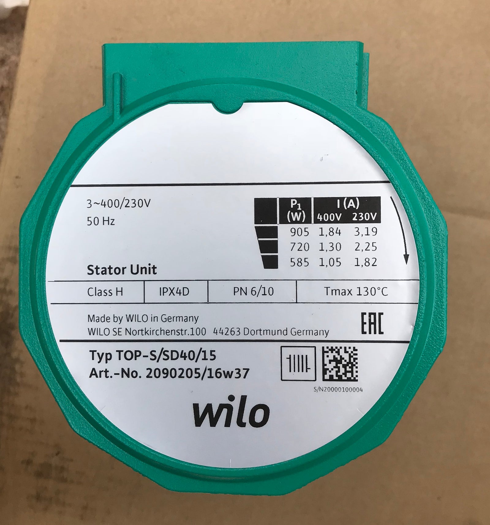 Wilo Pump Replacement Head Stator Unit TOP-S/SD 40/15 2090205 400v #1539 VAT
