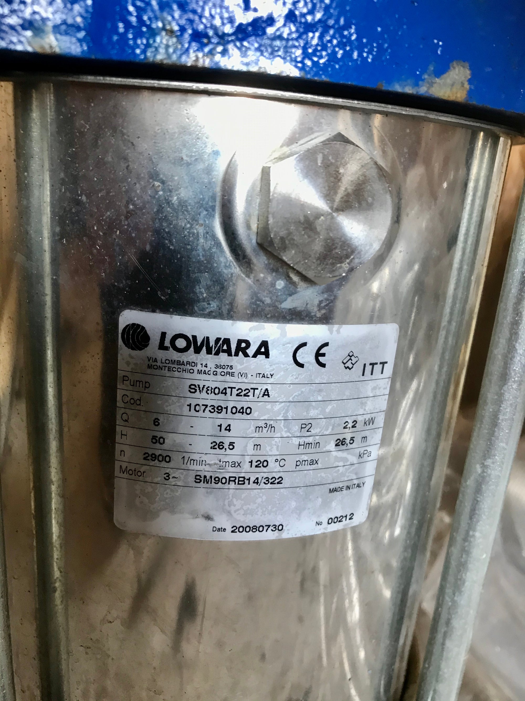 SV804T22T/A 2.2kw 415v Vertical Multistage Pump #2373