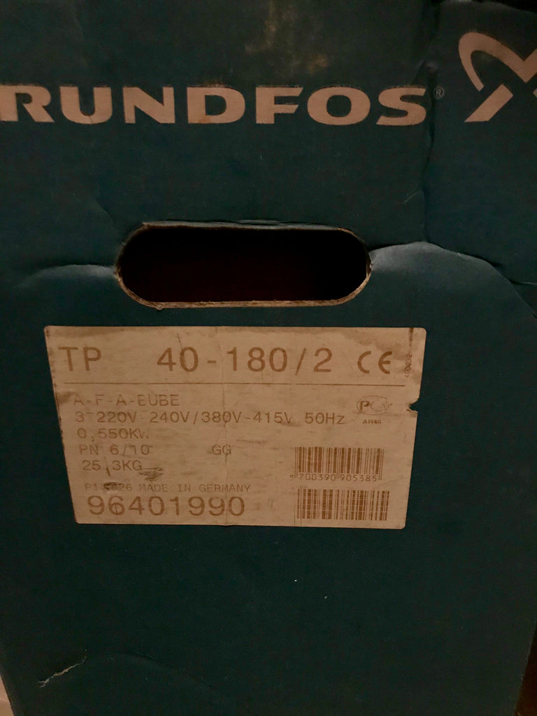 Grundfos TP 40-180/2 A F A BUBE 0.55kW Single Stage Single Head In Line Pump 415v 96401990 #3325