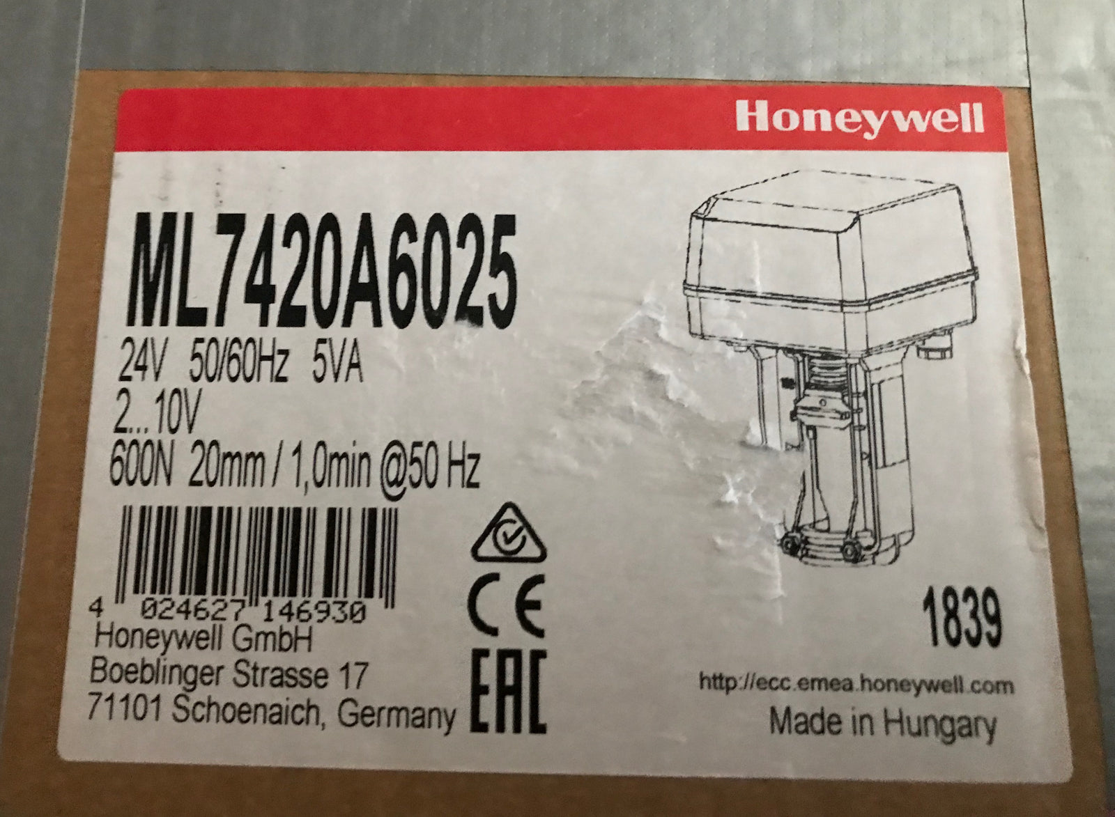 Honeywell Trend ml7420a6025 Actuator 24v #1705
