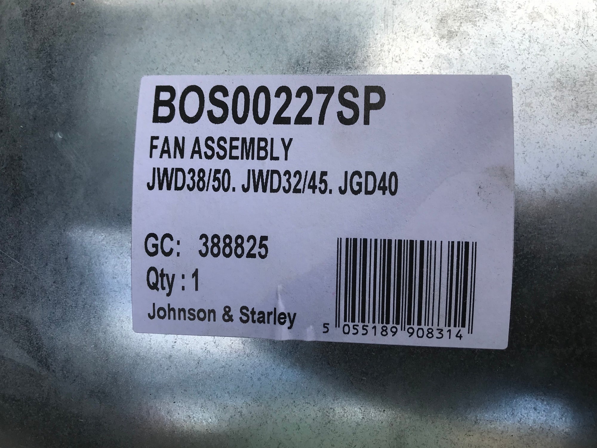 Johnson & Starley BOS00277SP Fan Assembly #1390
