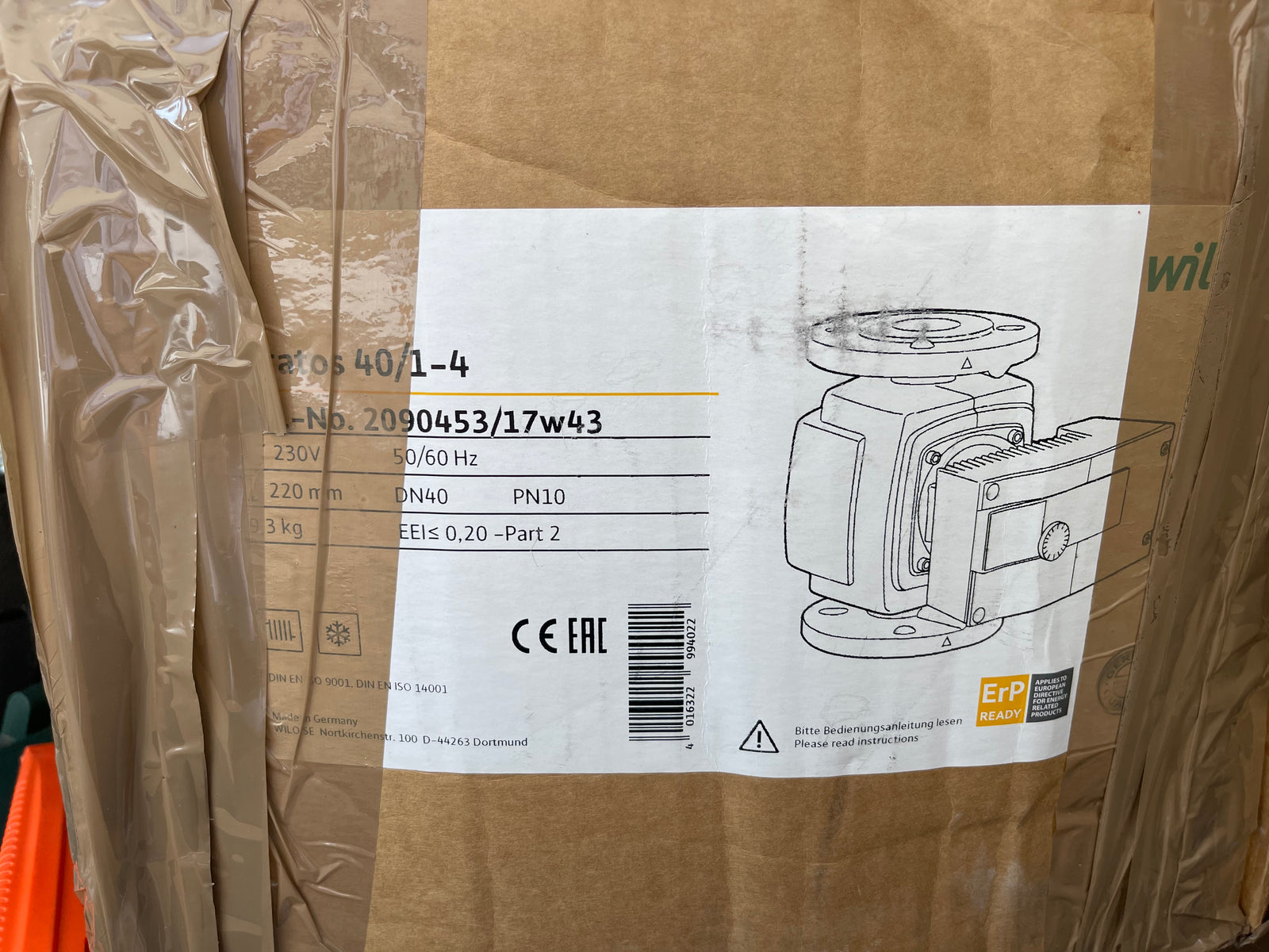 Wilo Stratos 40/1-4 Circulator Pump 240v DN40 220mm 2090453 #3190