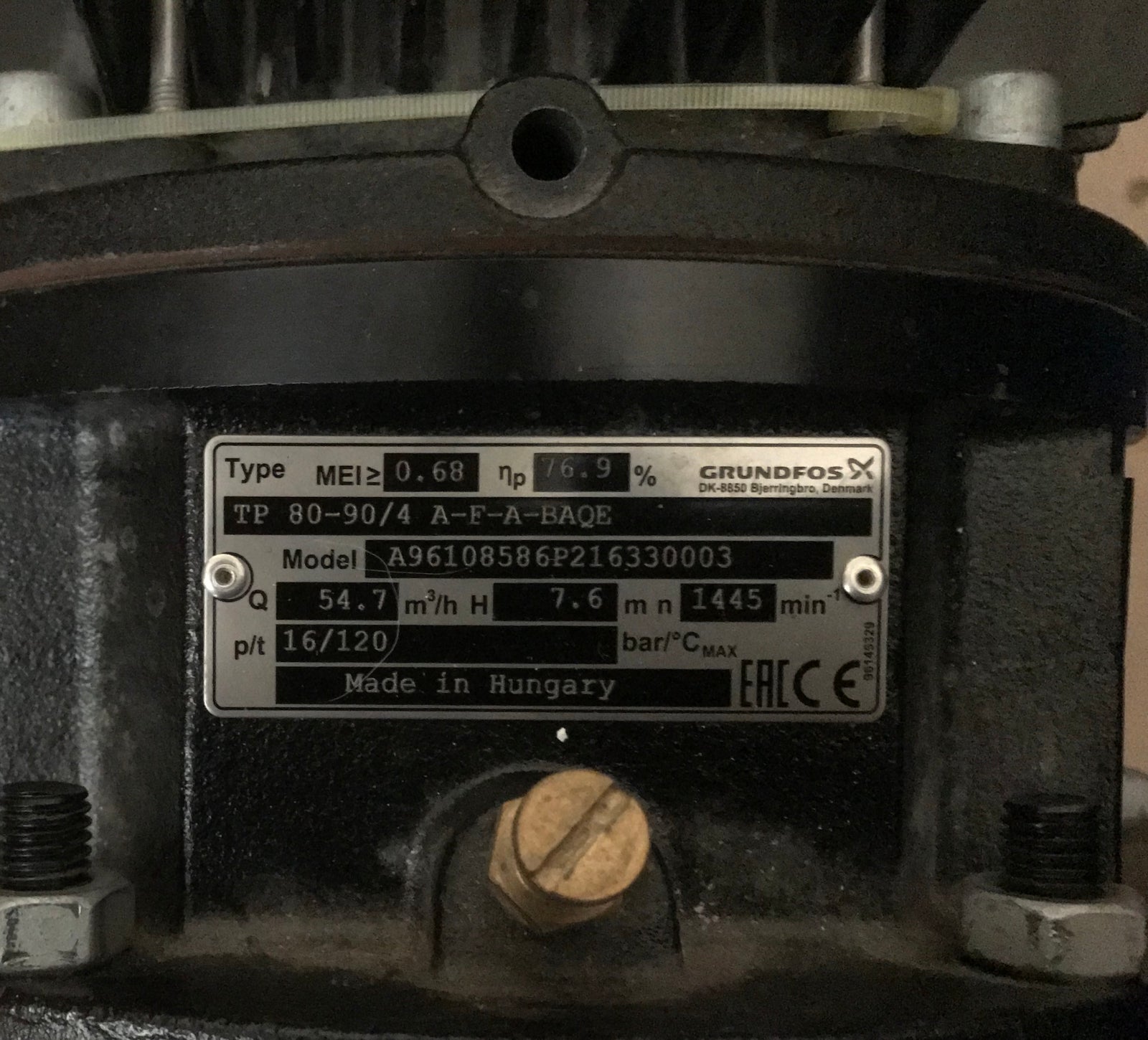 GRUNDFOS TP 80-90/4 A F A BAQE 1.5KW SINGLE STAGE SINGLE HEAD IN LINE 4 POLE 415V 96108586 #1188