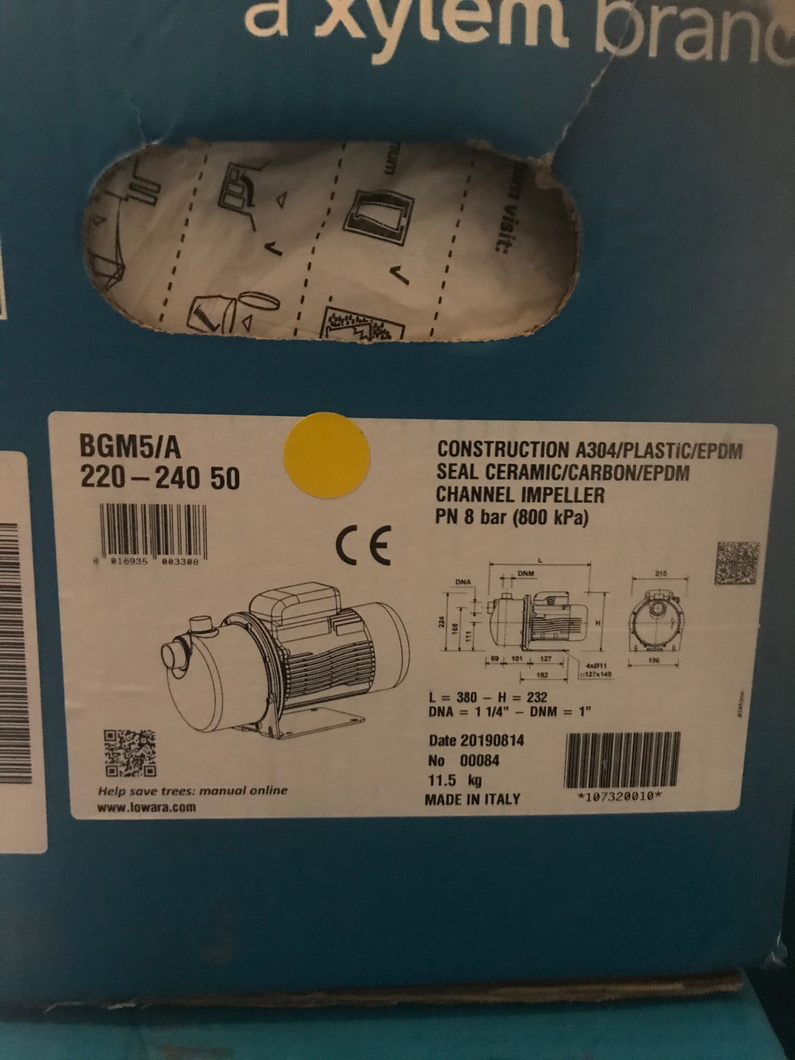 Lowara BGM5/A Self Priming Pump 107320010 240v #2479