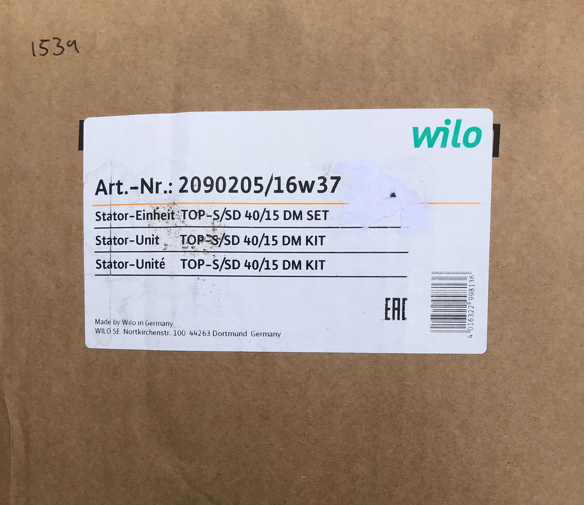 Wilo Pump Replacement Head Stator Unit TOP-S/SD 40/15 2090205 400v #1539 VAT