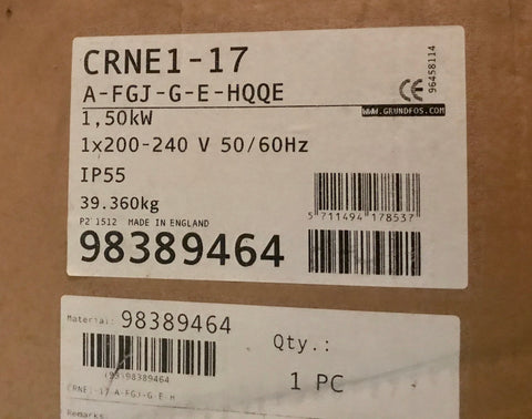 Grundfos CRNE 1-17 A-FGJ-G-E-HQQE Vertical Multistage Pump 98389464 240v #2024