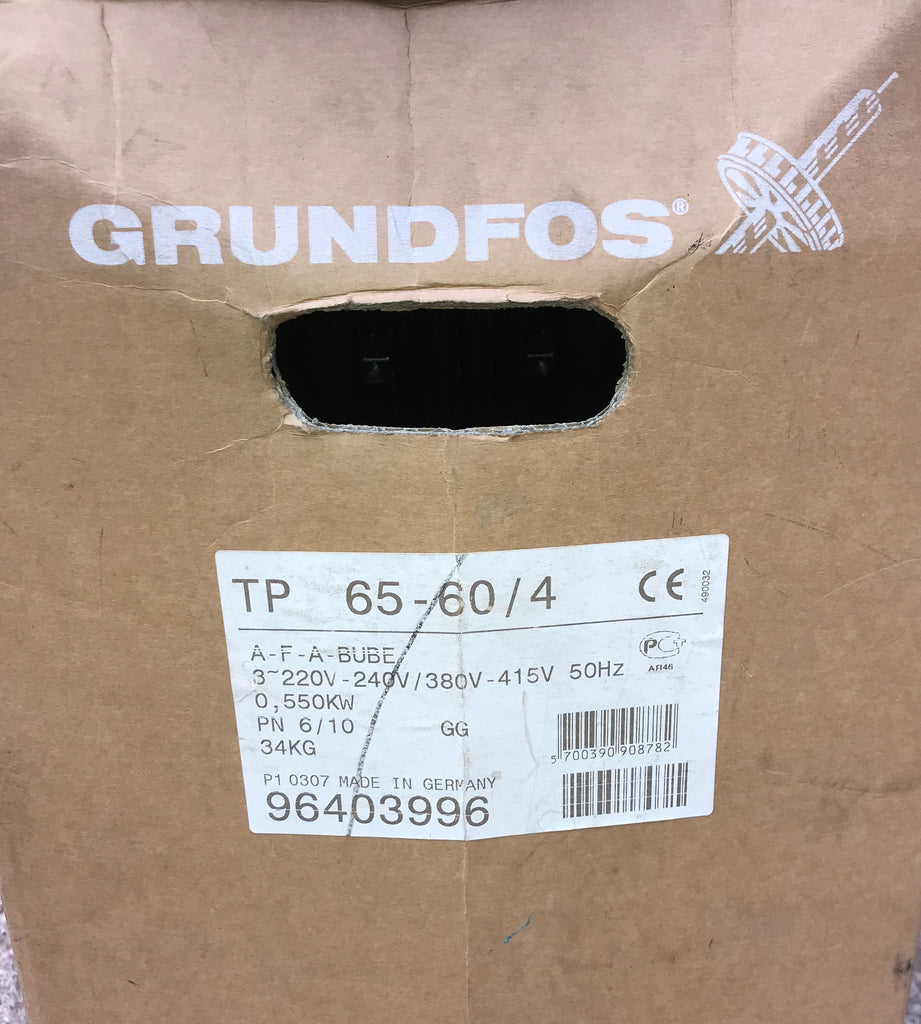 GRUNDFOS TP 65-60/4 A F A BUBE 0.55KW SINGLE STAGE SINGLE HEAD IN LINE 4 POLE 415V 96403996 #1497
