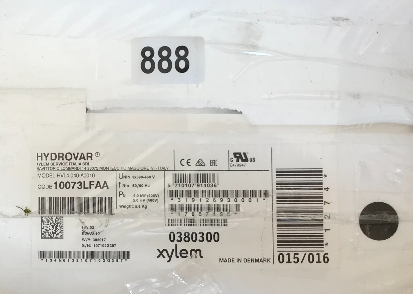 Lowara Hydrovar HVL4.040-A0010 4kw Variable Speed Drive