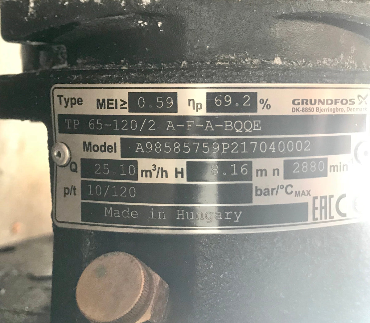 Grundfos TP 65-120/2 A-F-A-BQQE-GX1 Flanged Pump Heating Circulator 415v 98585759 #2512 USED