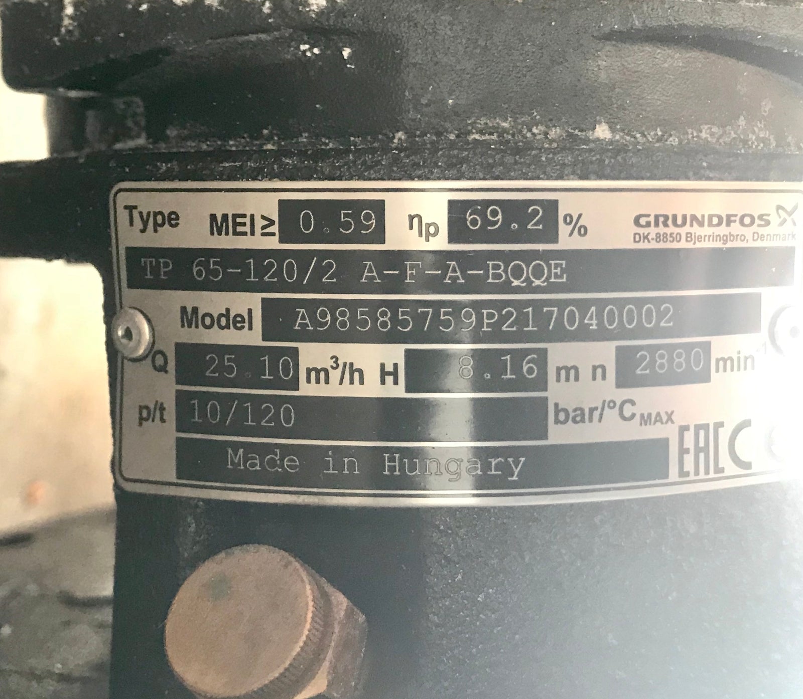 Grundfos TP 65-120/2 A-F-A-BQQE-GX1 Flanged Pump Heating Circulator 415v 98585759 #2512 USED