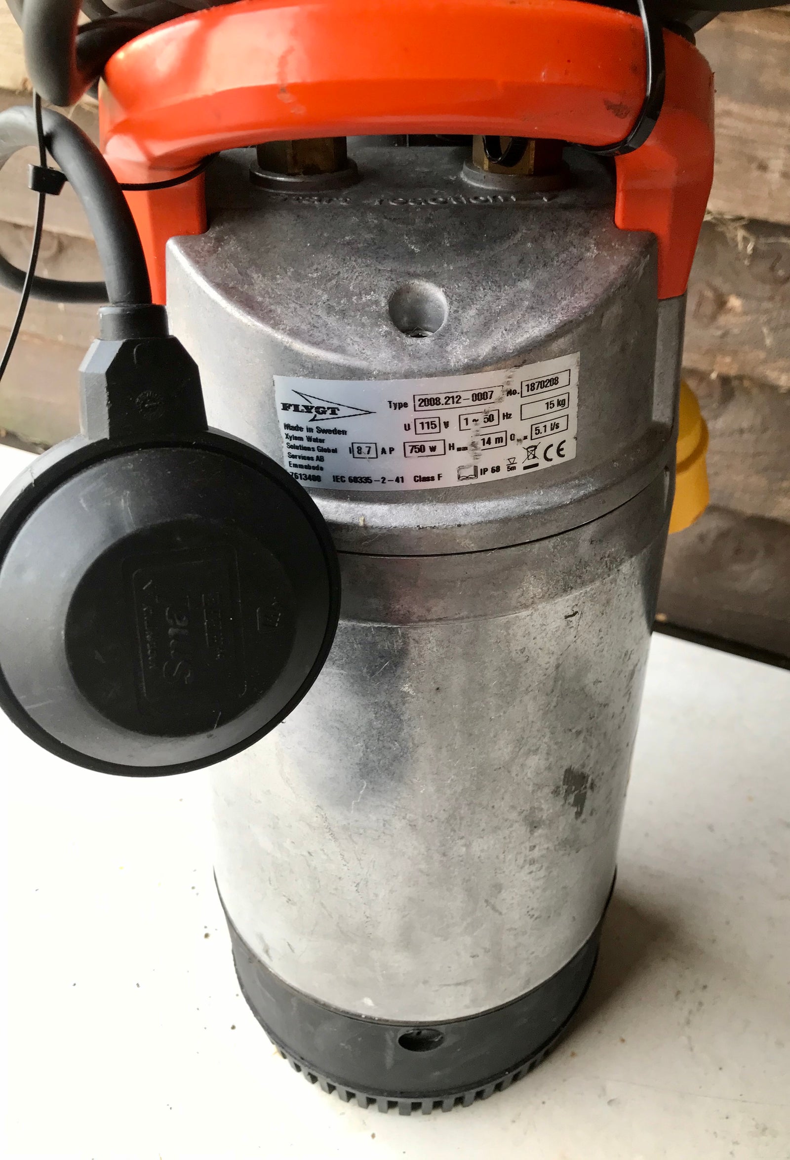 Flygt Ready 8 110v submersible waste water pump Automatic With Float 2008.212 #2008