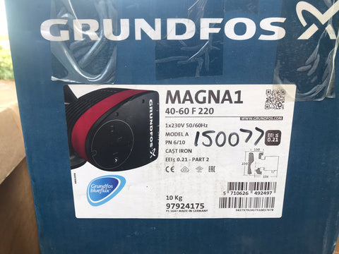 Grundfos Magna1 40-60F 97924175 1PH Flanged Pump Heating Circulator 240v #1576 VAT